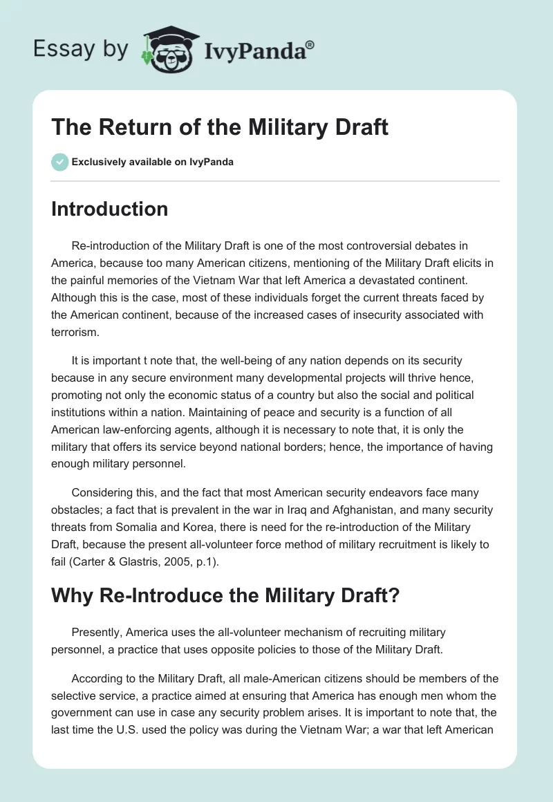 The Return of the Military Draft. Page 1