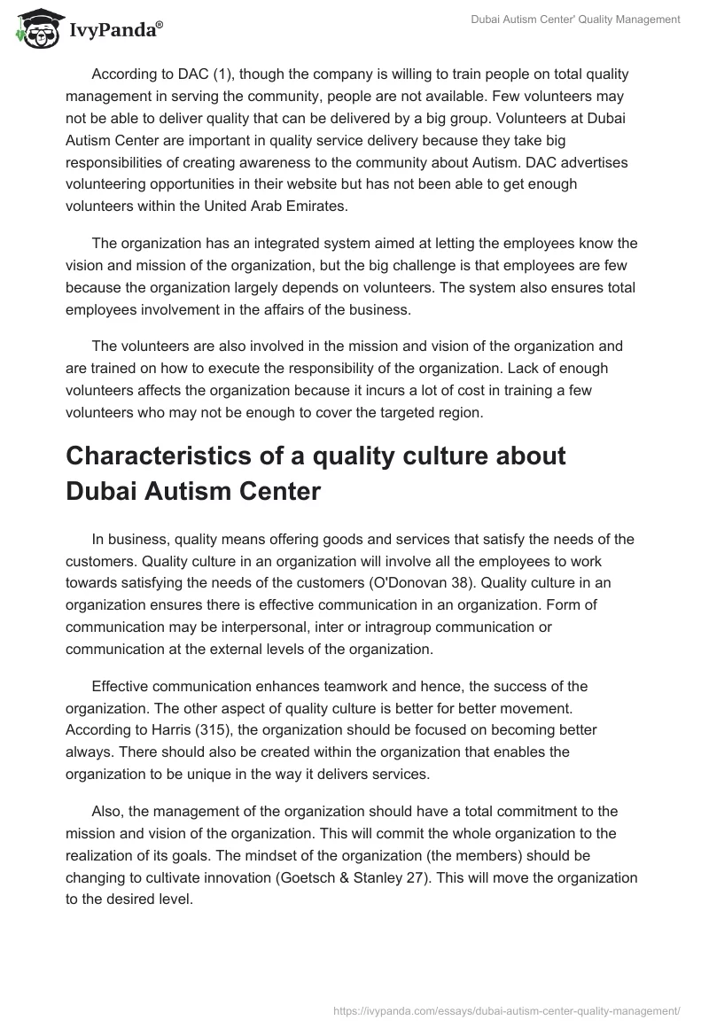 Dubai Autism Center' Quality Management. Page 4