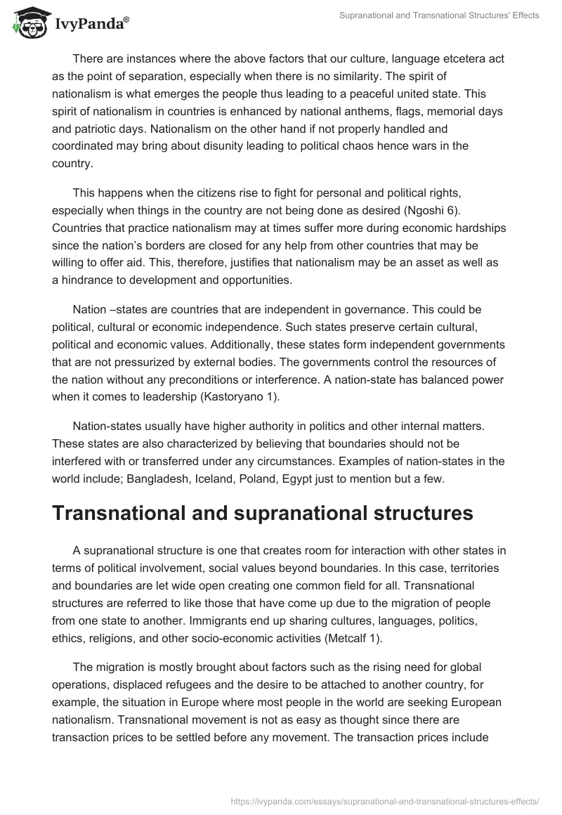 Supranational and Transnational Structures' Effects. Page 2