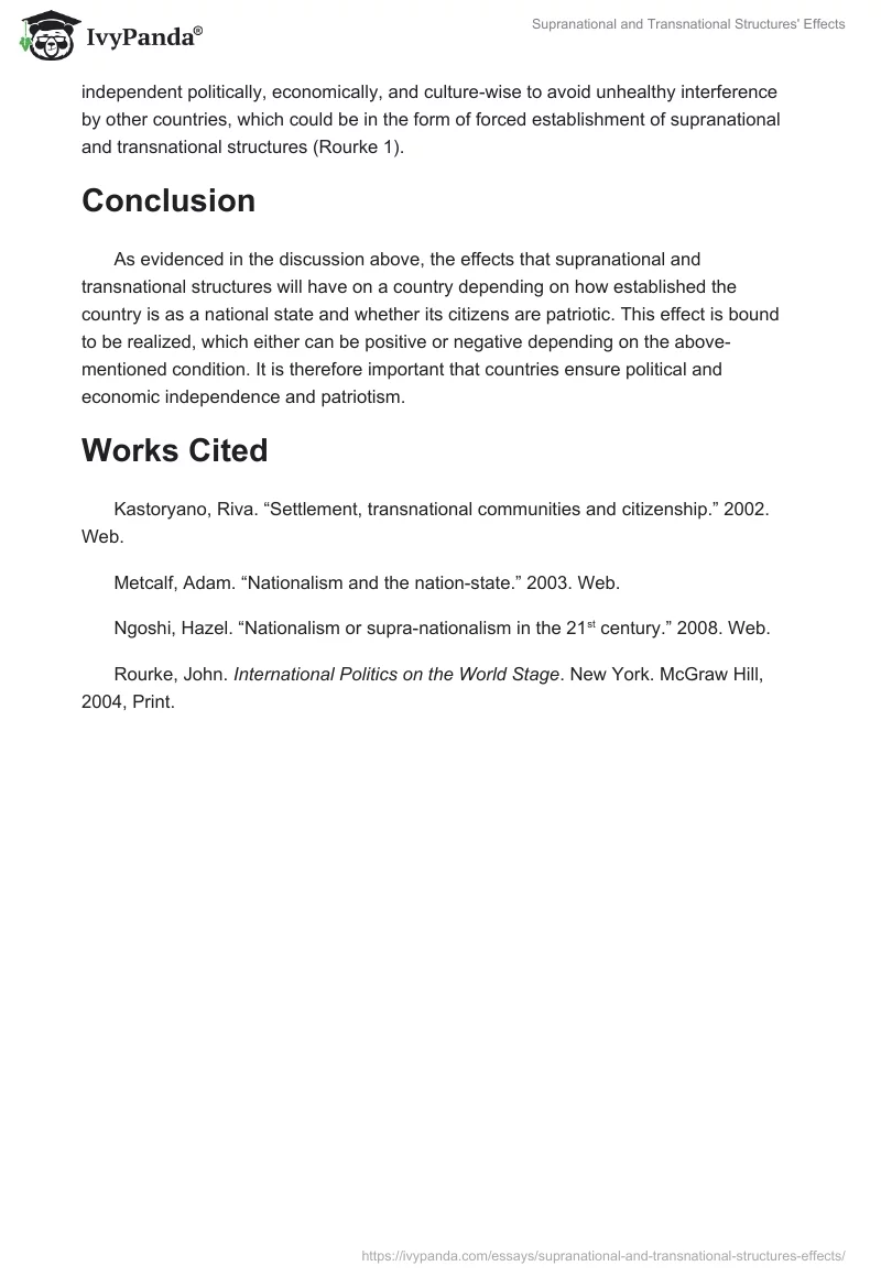 Supranational and Transnational Structures' Effects. Page 4