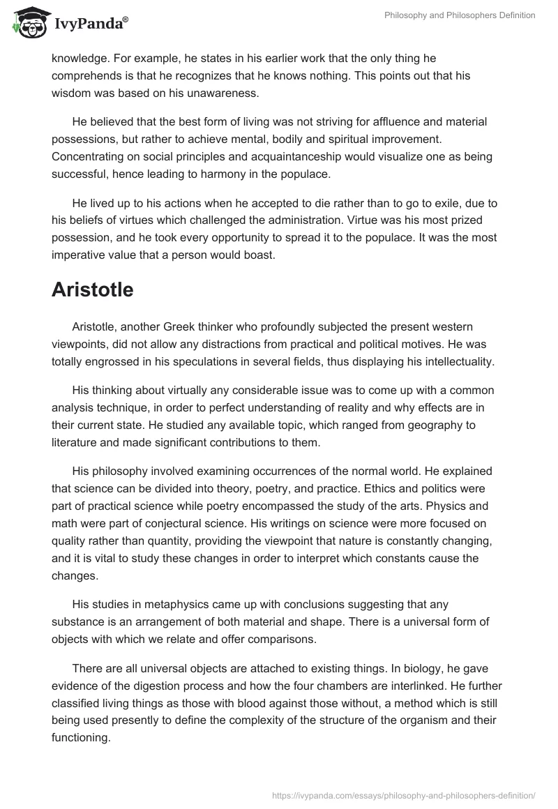 Philosophy and Philosophers Definition. Page 2