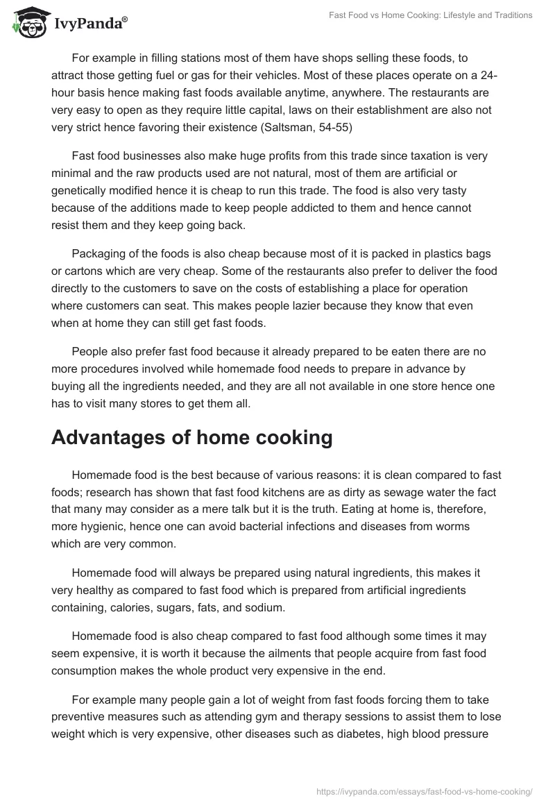 Fast Food vs. Home Cooking: Lifestyle and Traditions. Page 2