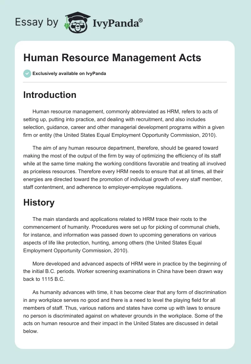 Human Resource Management Acts. Page 1
