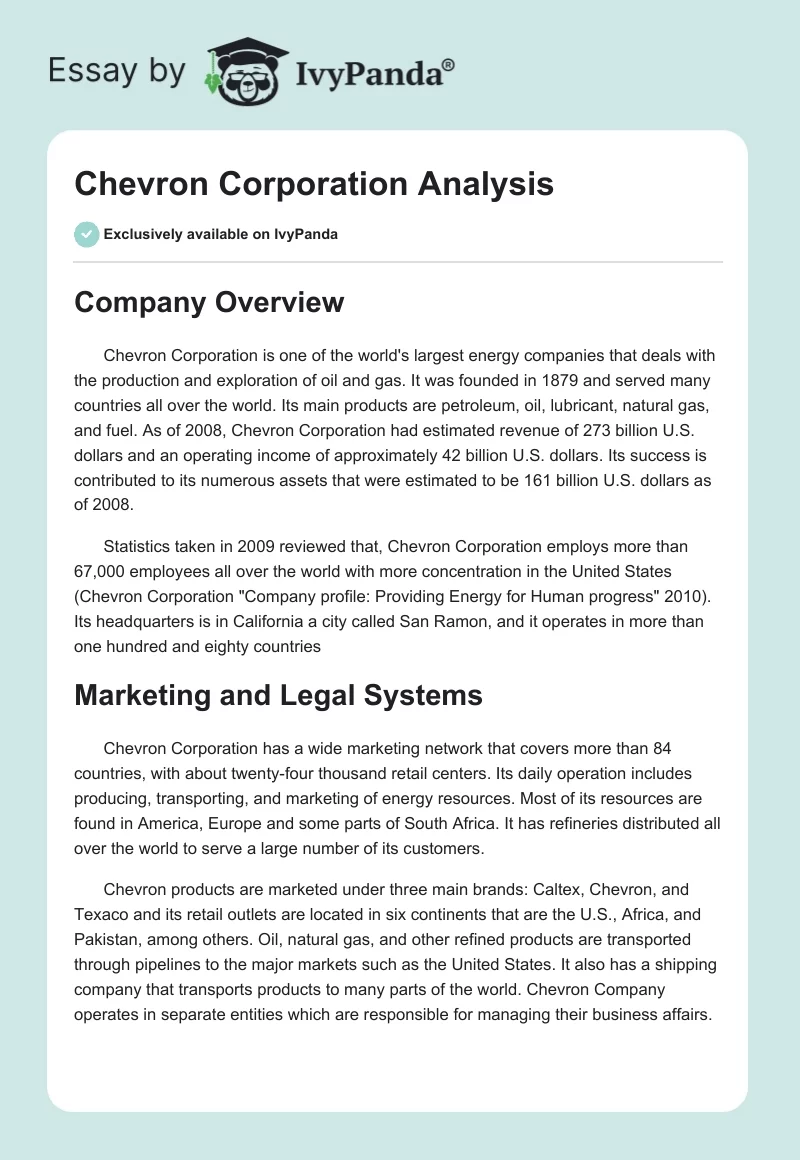 Chevron Corporation Analysis. Page 1