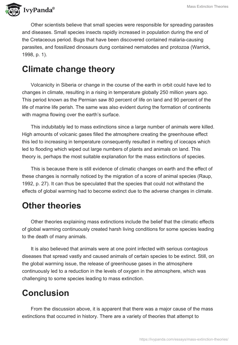 Mass Extinction Theories. Page 2
