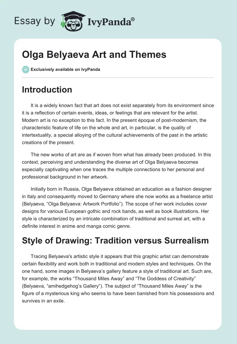 Olga Belyaeva Art and Themes. Page 1