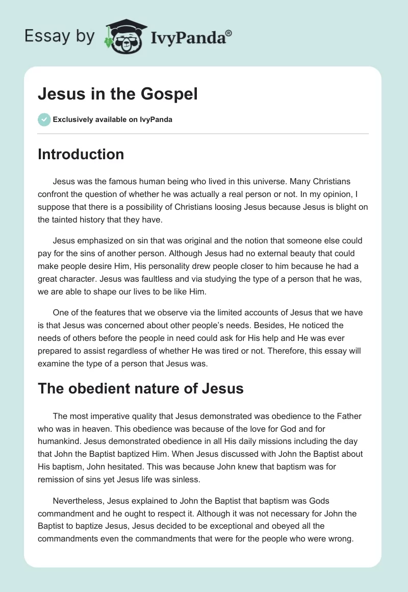 Jesus in the Gospel. Page 1