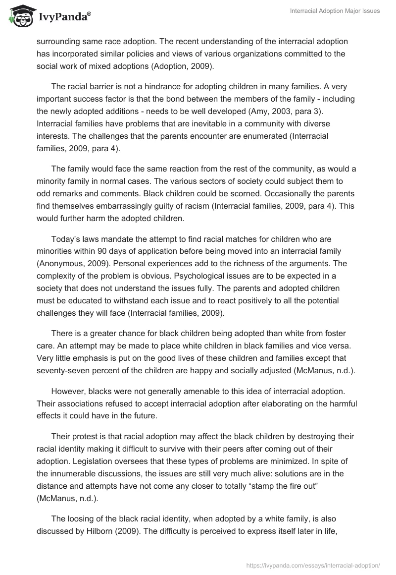 Interracial Adoption Major Issues. Page 2