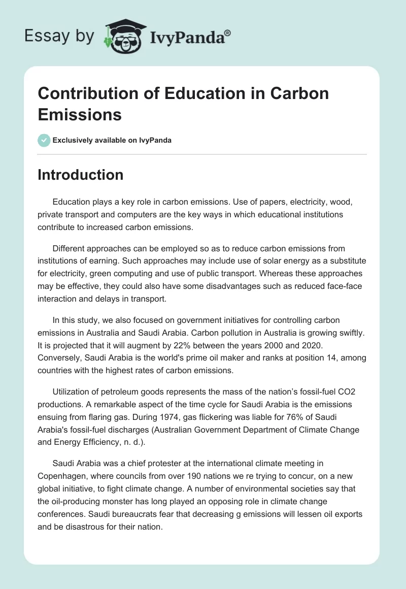 Contribution of Education in Carbon Emissions. Page 1