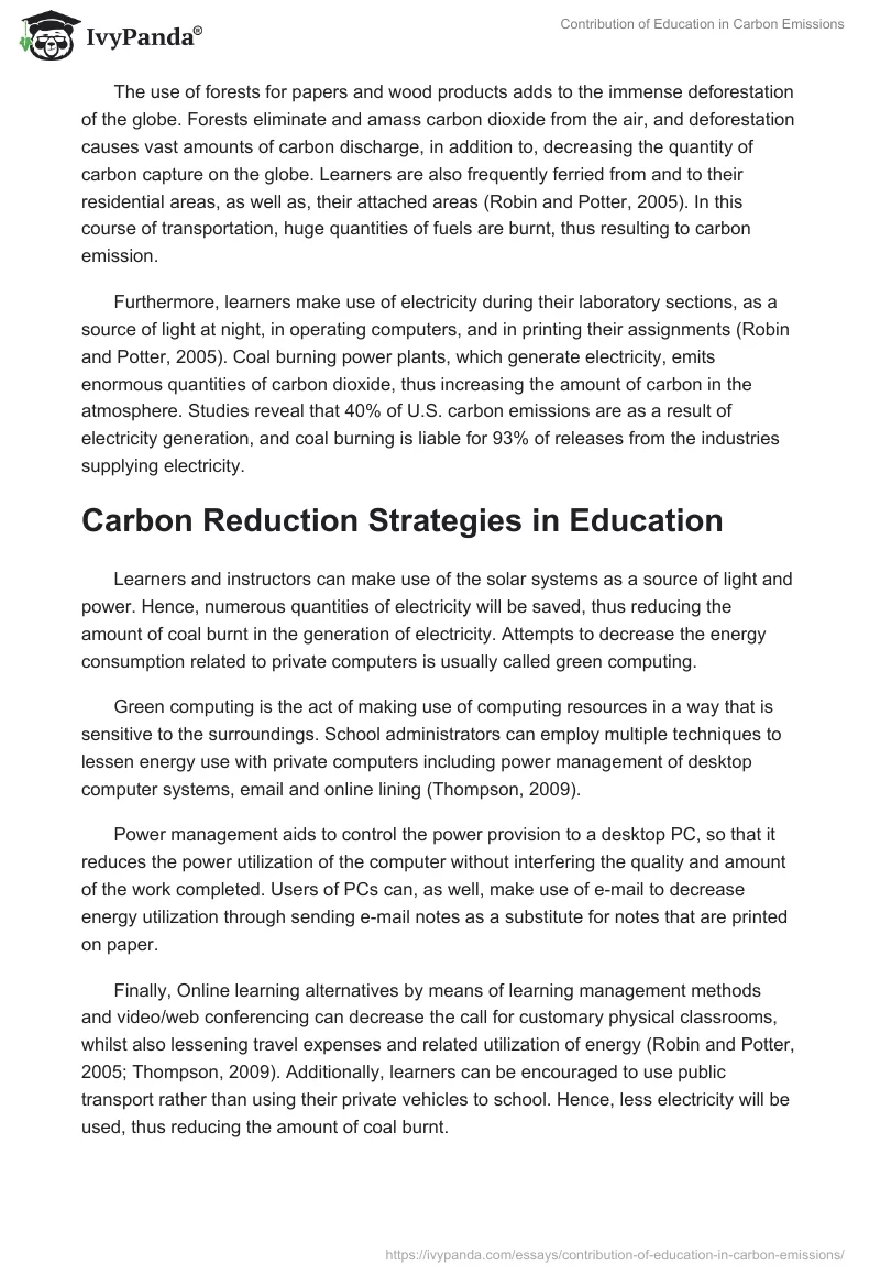 Contribution of Education in Carbon Emissions. Page 5
