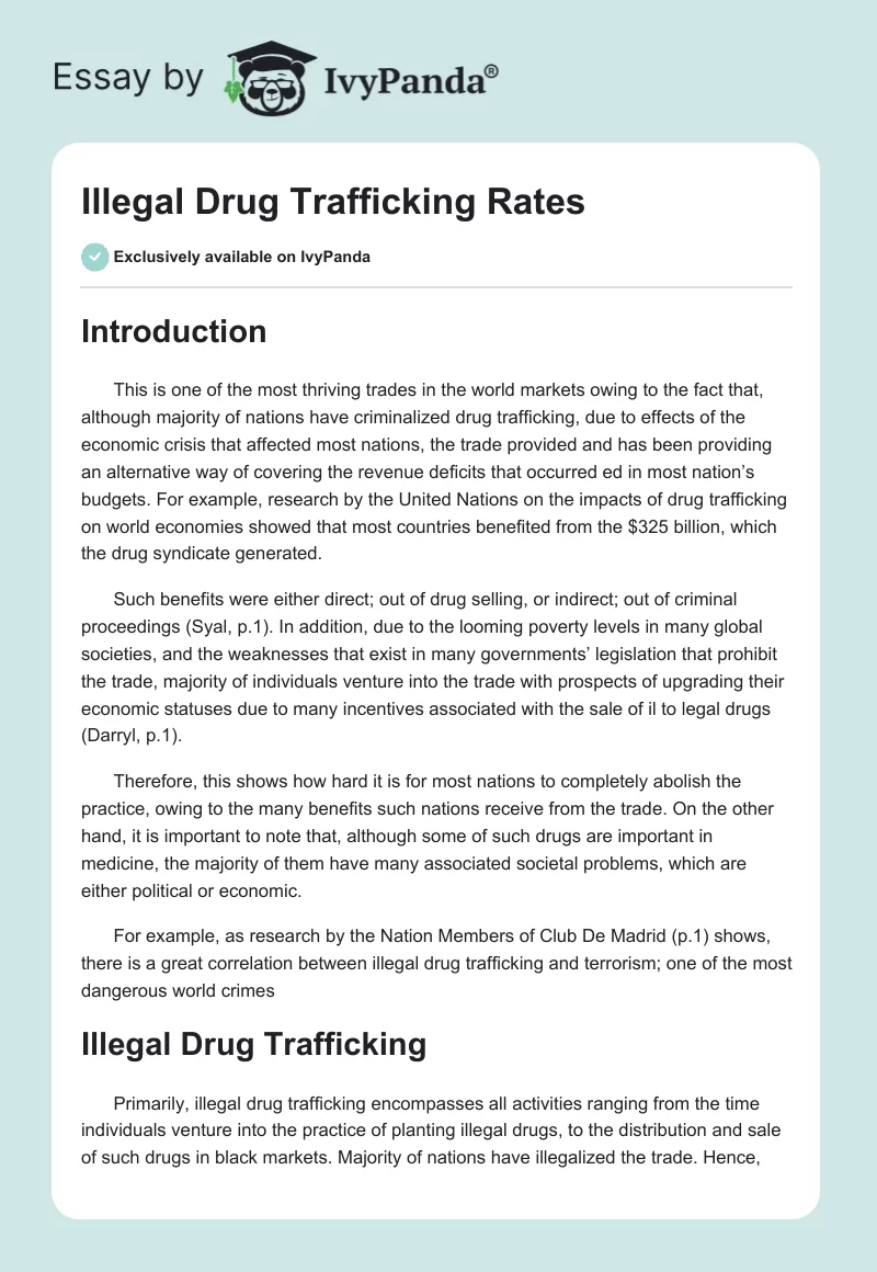 Illegal Drug Trafficking Rates. Page 1