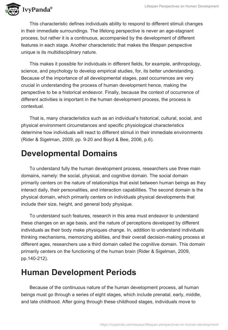 Lifespan Perspectives on Human Development. Page 2