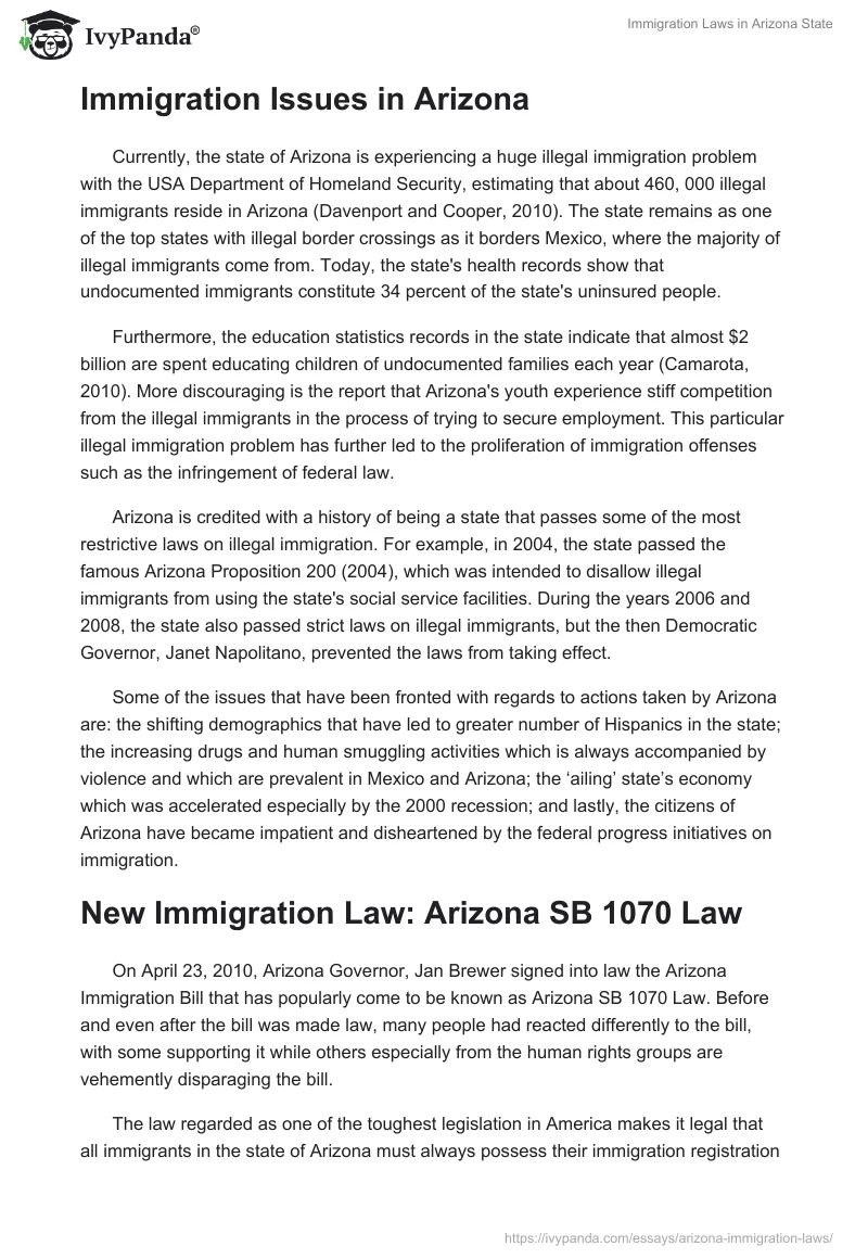 Immigration Laws in Arizona State. Page 4