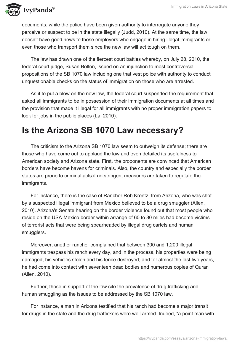 Immigration Laws in Arizona State. Page 5