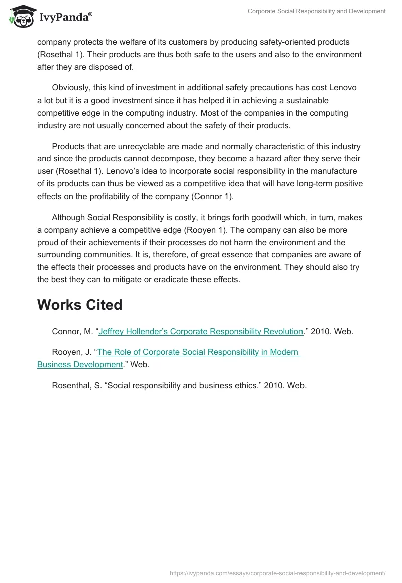 Corporate Social Responsibility and Development. Page 2