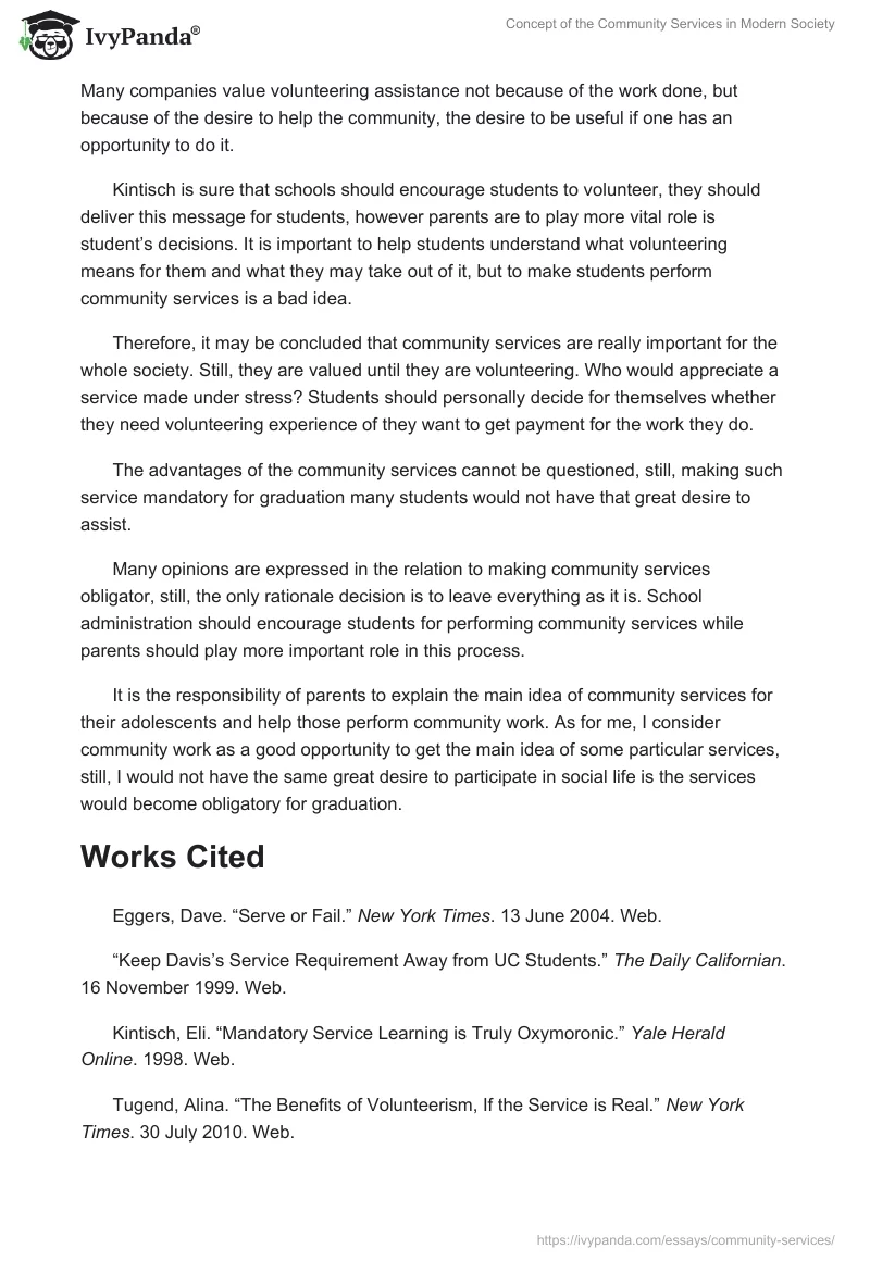 Concept of the Community Services in Modern Society. Page 2