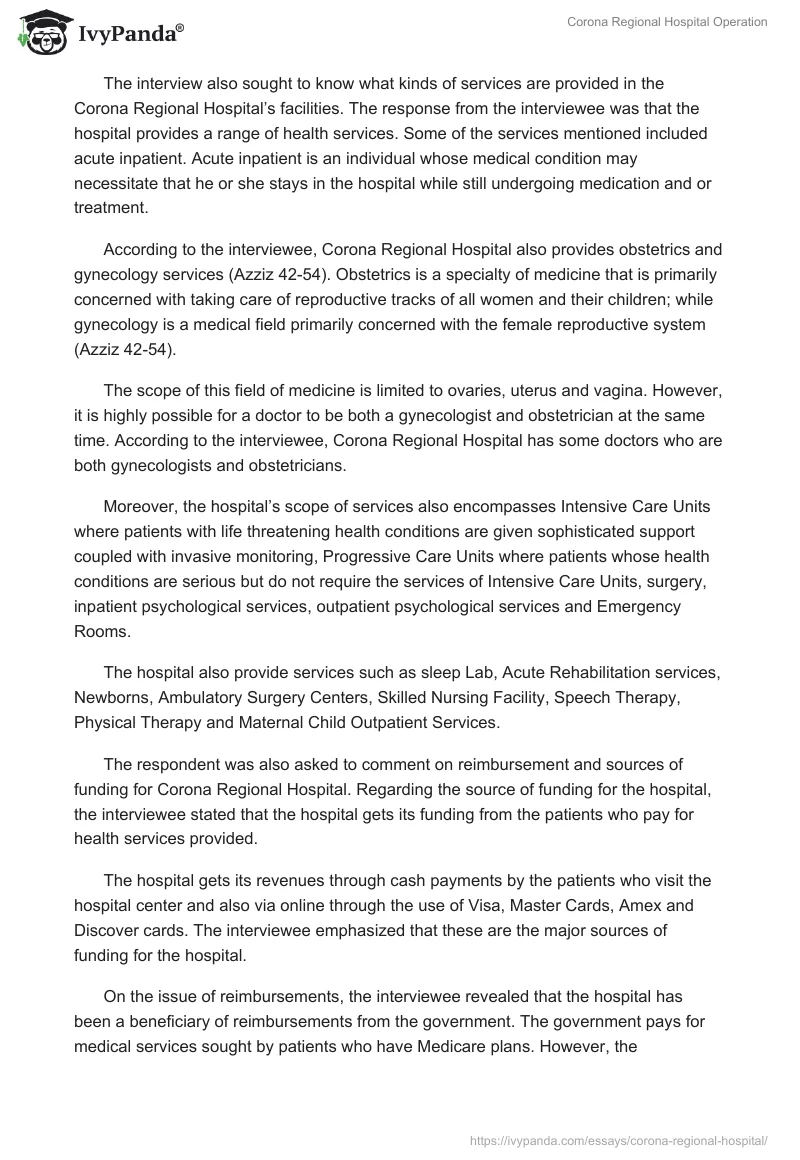 Corona Regional Hospital Operation. Page 2