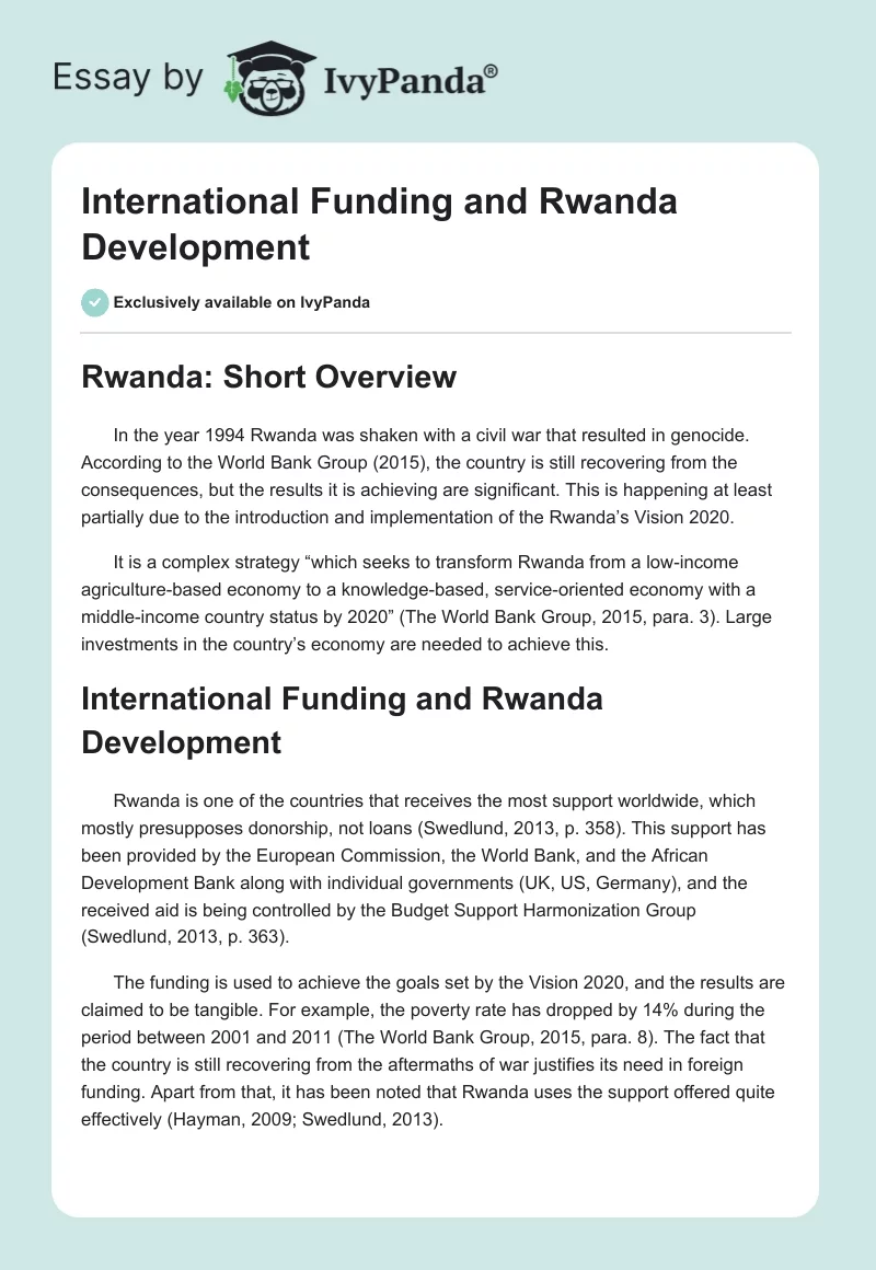 International Funding and Rwanda Development. Page 1