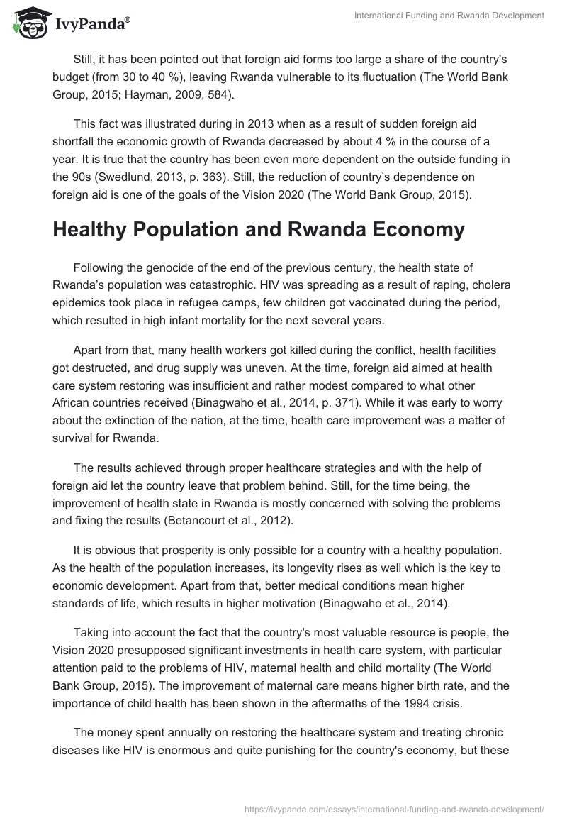 International Funding and Rwanda Development. Page 2