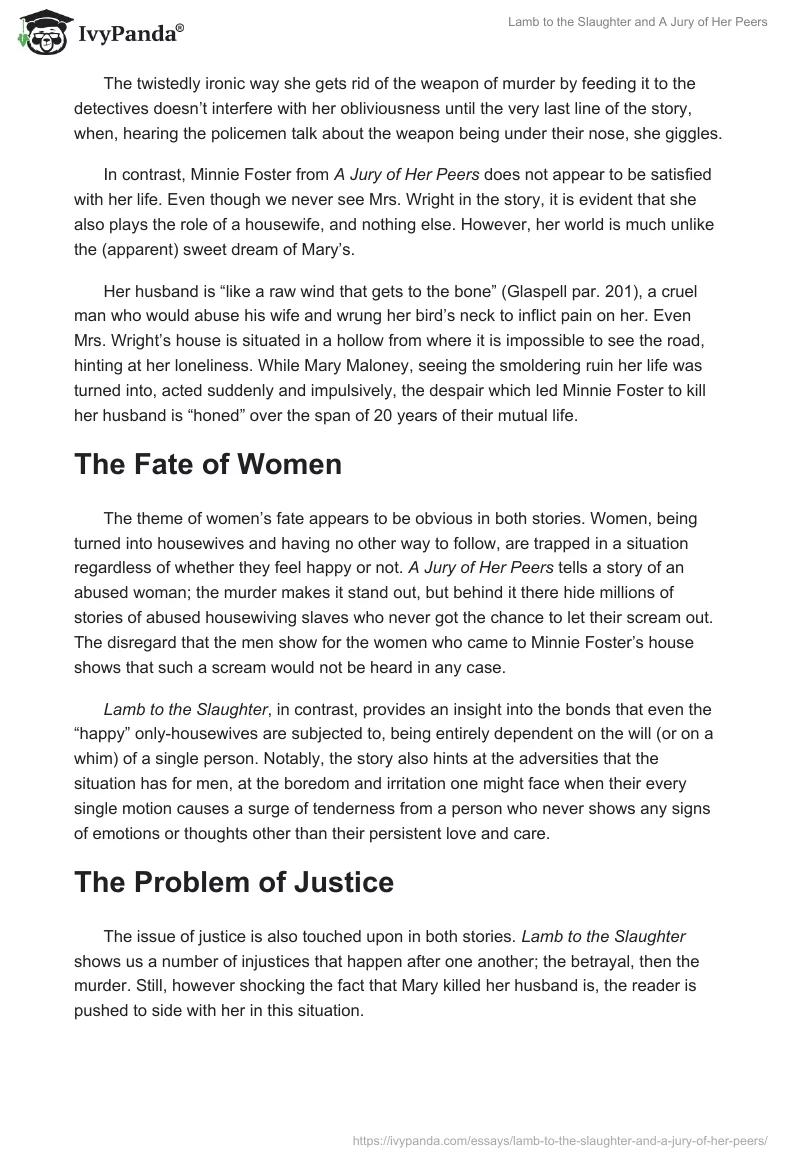"Lamb to the Slaughter" and "A Jury of Her Peers". Page 2