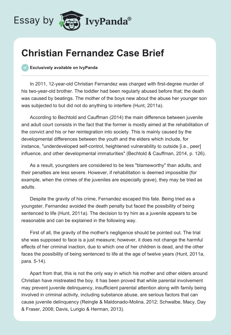 Christian Fernandez Case Brief. Page 1