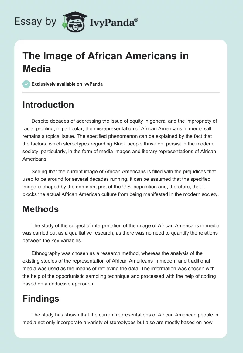 The Image of African Americans in Media. Page 1