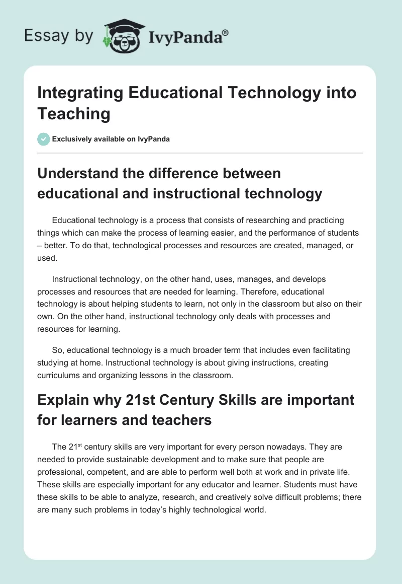 Integrating Educational Technology into Teaching. Page 1