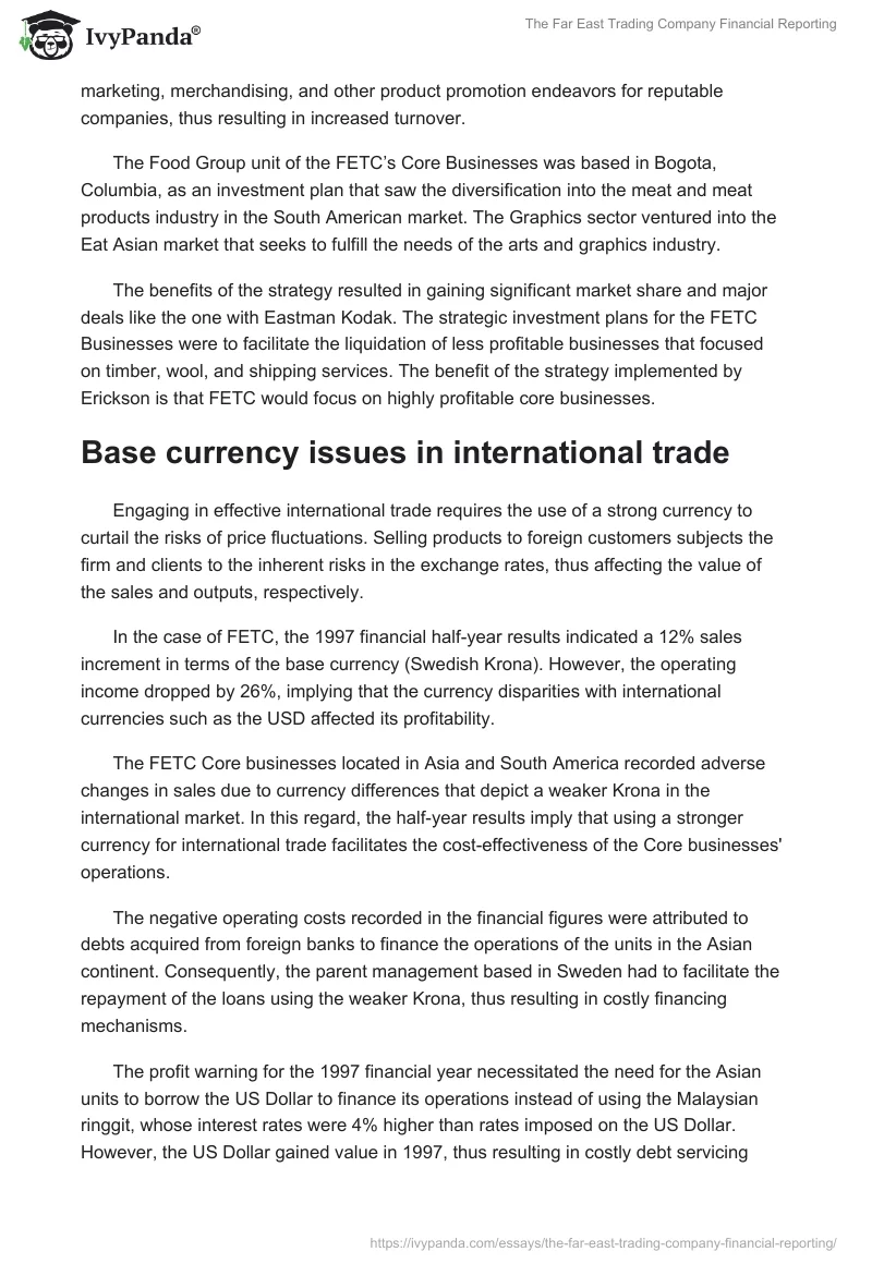 The Far East Trading Company Financial Reporting. Page 3