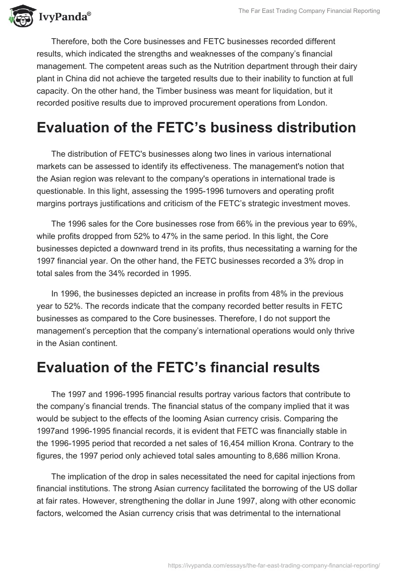 The Far East Trading Company Financial Reporting. Page 5