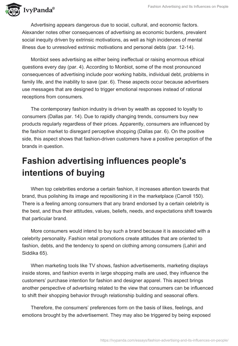 Fashion Advertising and Its Influences on People. Page 3