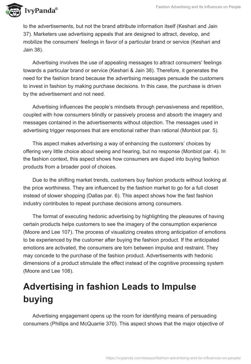 Fashion Advertising and Its Influences on People. Page 4