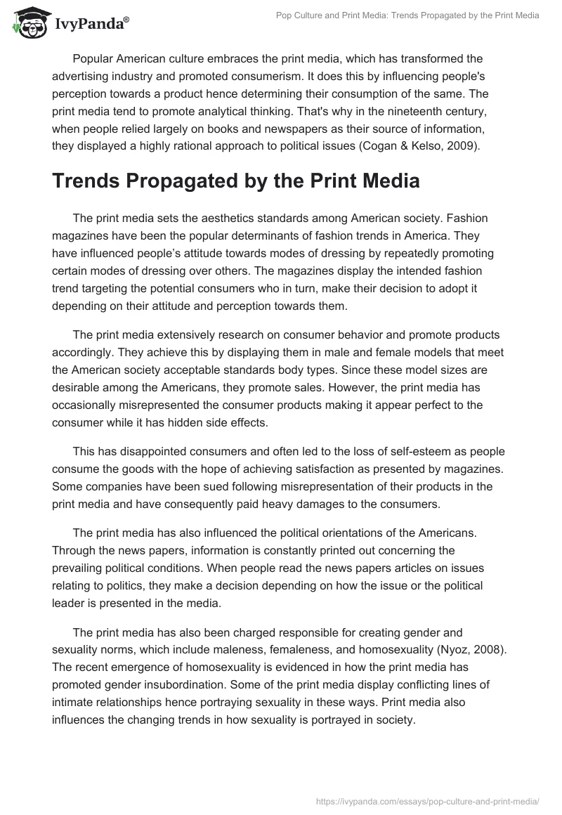 Pop Culture and Print Media: Trends Propagated by the Print Media. Page 2