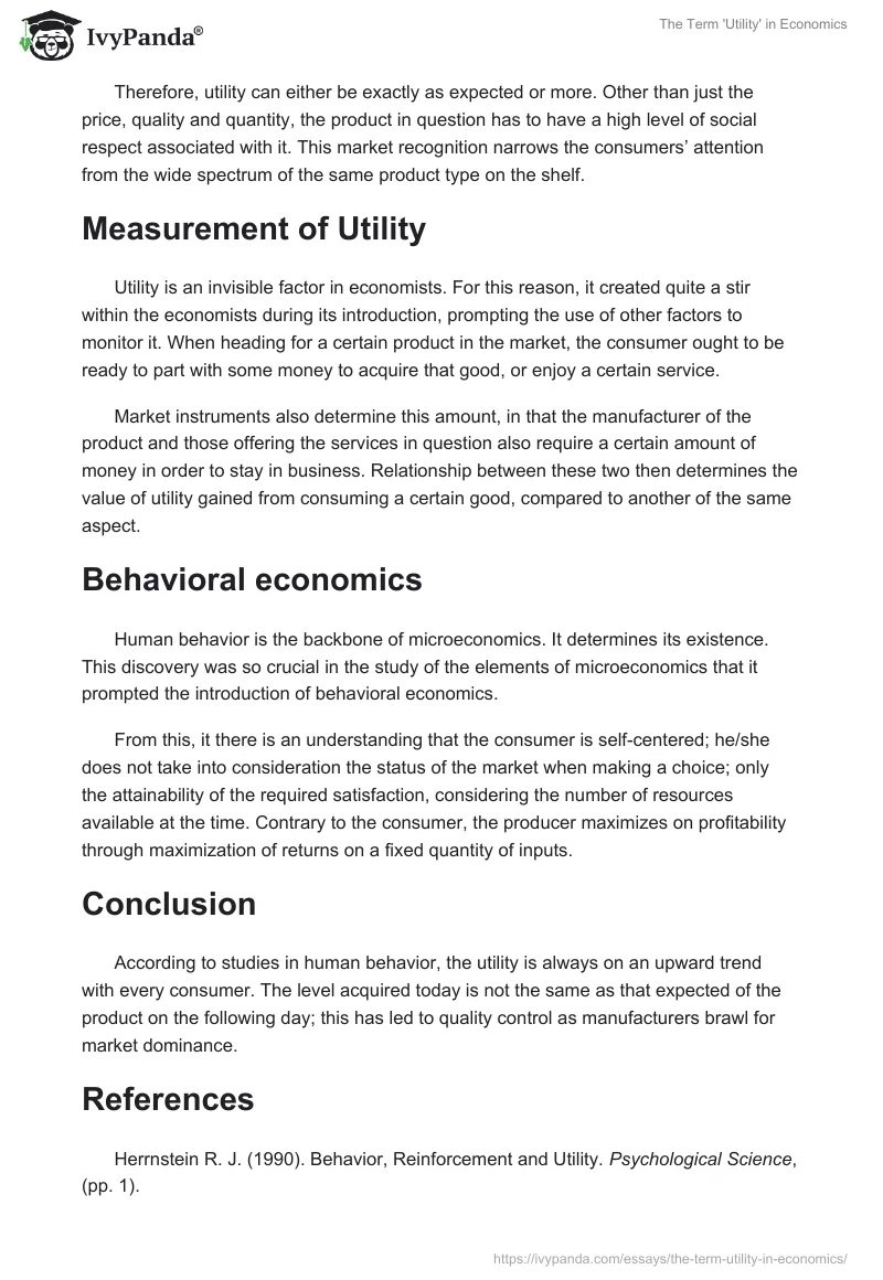 The Term 'Utility' in Economics. Page 2