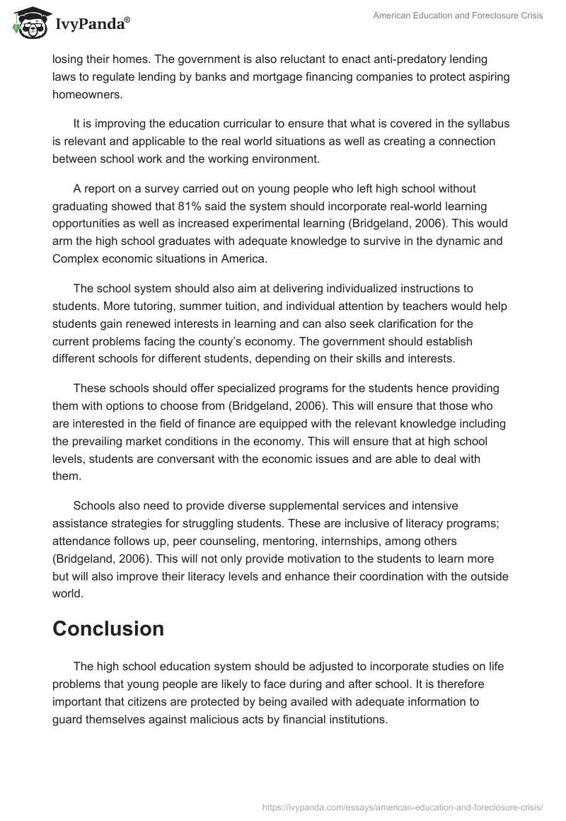 American Education and Foreclosure Crisis. Page 5