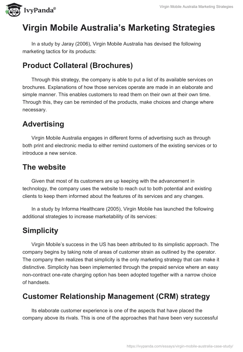 Virgin Mobile Australia Marketing Strategies. Page 2