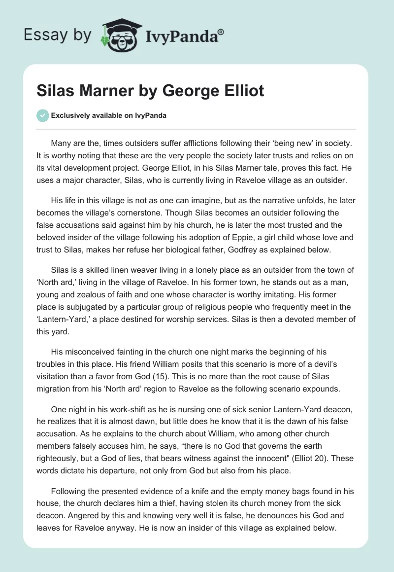 "Silas Marner" by George Elliot. Page 1