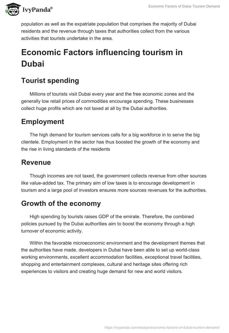 Economic Factors of Dubai Tourism Demand. Page 2