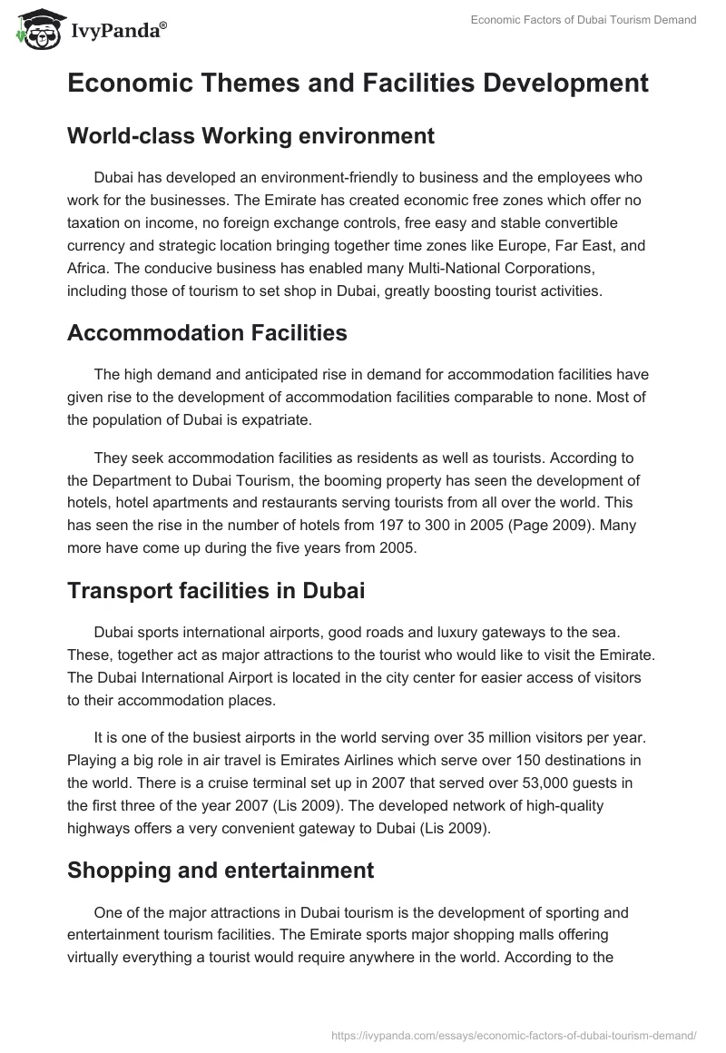 Economic Factors of Dubai Tourism Demand. Page 3