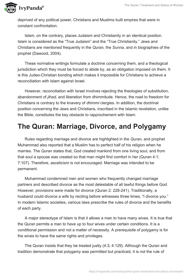 The Quran: Treatment and Status of Women. Page 2