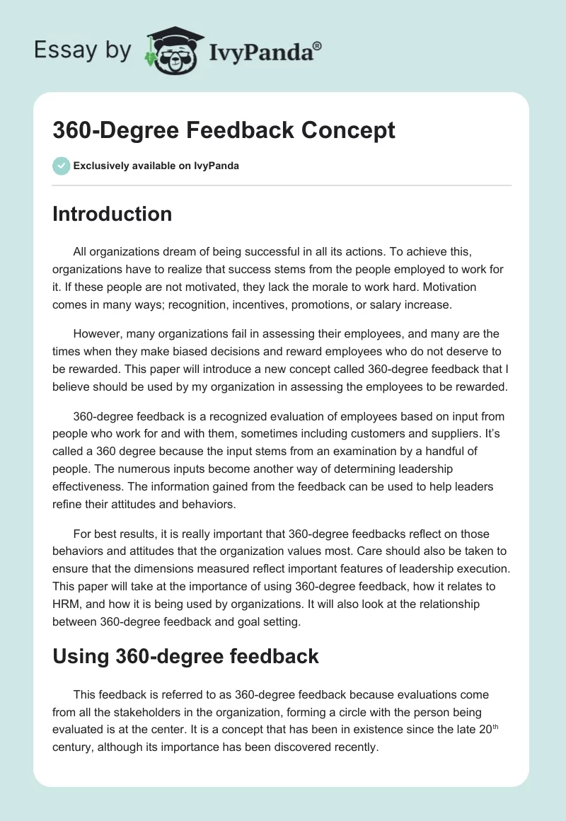 360-Degree Feedback Concept. Page 1