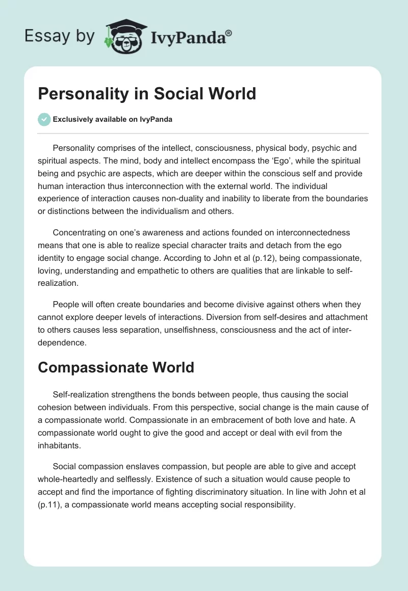 Personality in Social World. Page 1