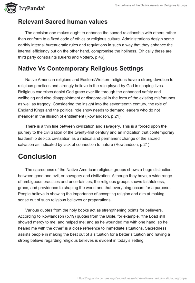 Sacredness of the Native American Religious Groups. Page 2