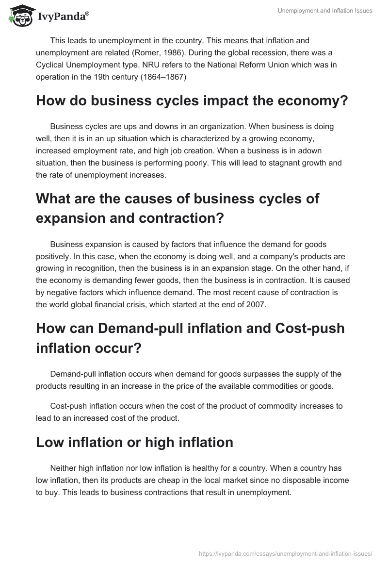 Unemployment and Inflation Issues. Page 2