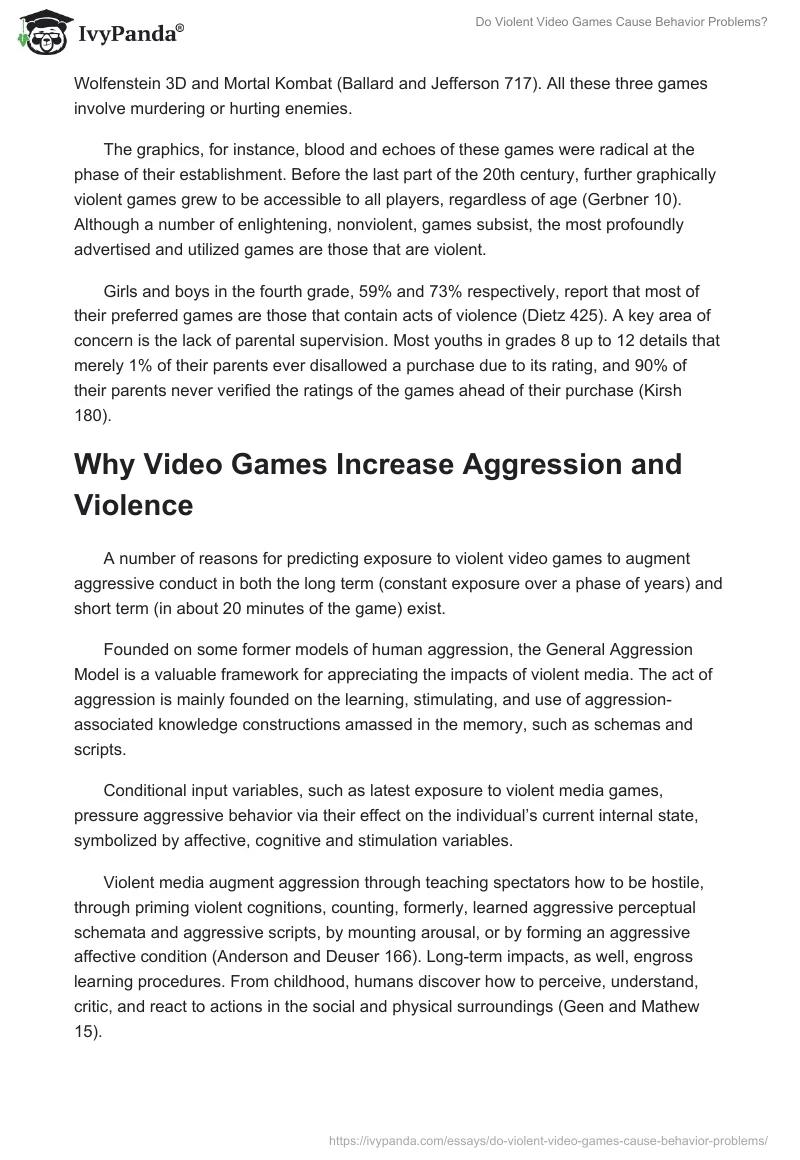 do violent video games cause behavior problems essay