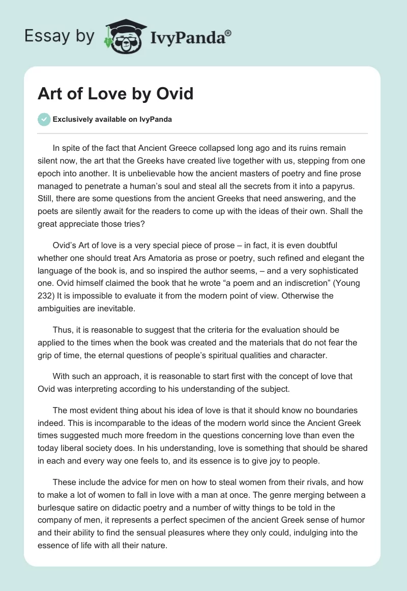 Art of Love by Ovid. Page 1