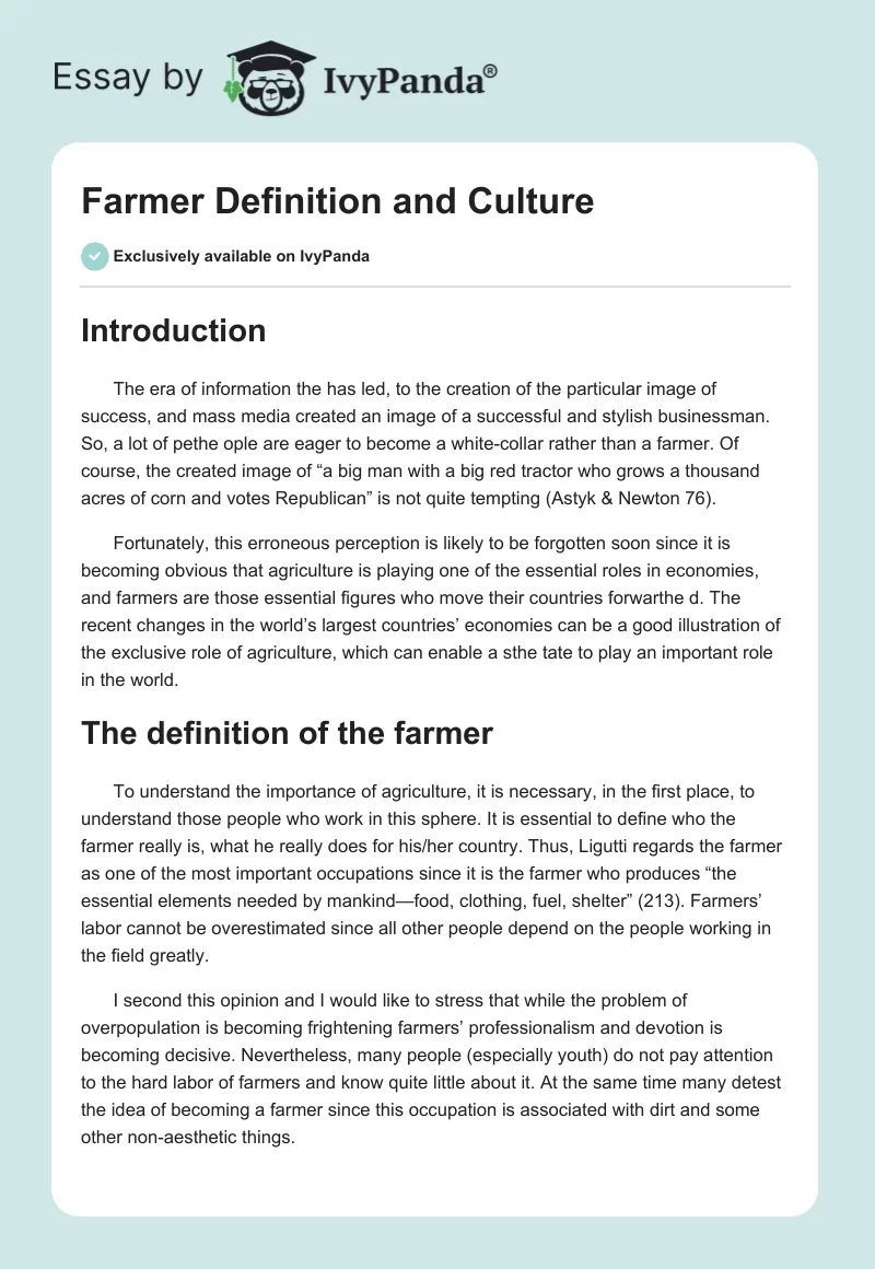 Farmer Definition and Culture. Page 1