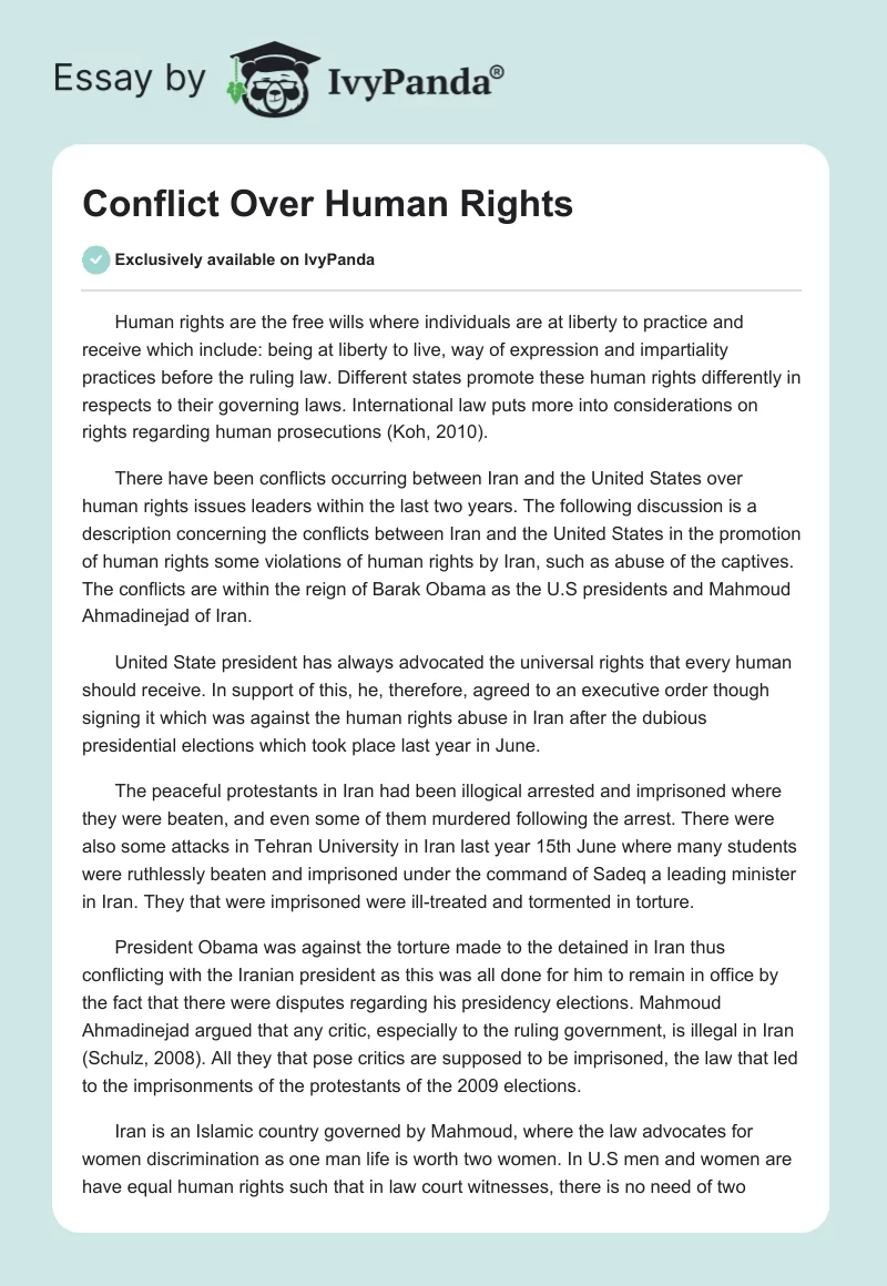 Conflict Over Human Rights. Page 1