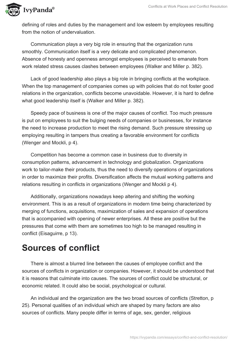 Conflicts at Work Places and Conflict Resolution. Page 3