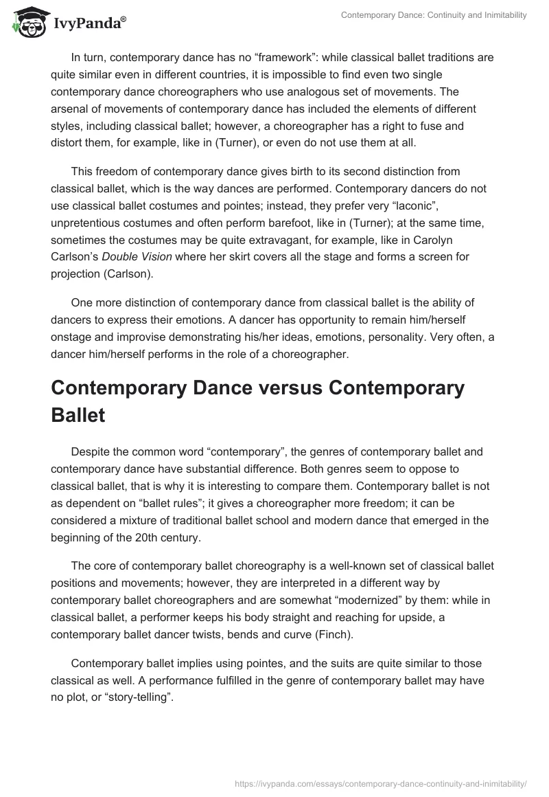 Contemporary Dance: Continuity and Inimitability. Page 3