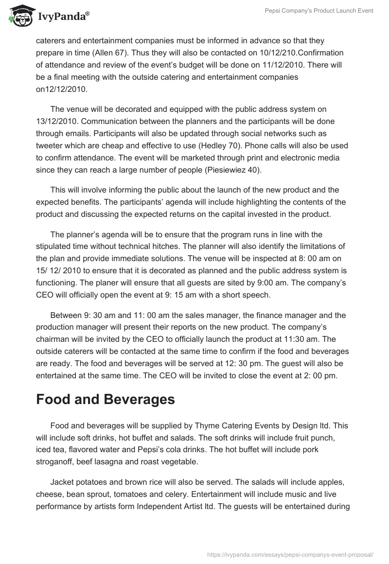 Pepsi Company's Product Launch Event. Page 2